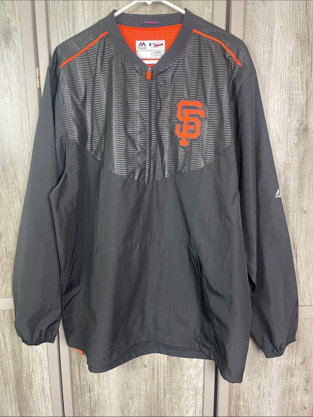 Majestic San Francisco Giants black half-zip pullover windbreaker men's L